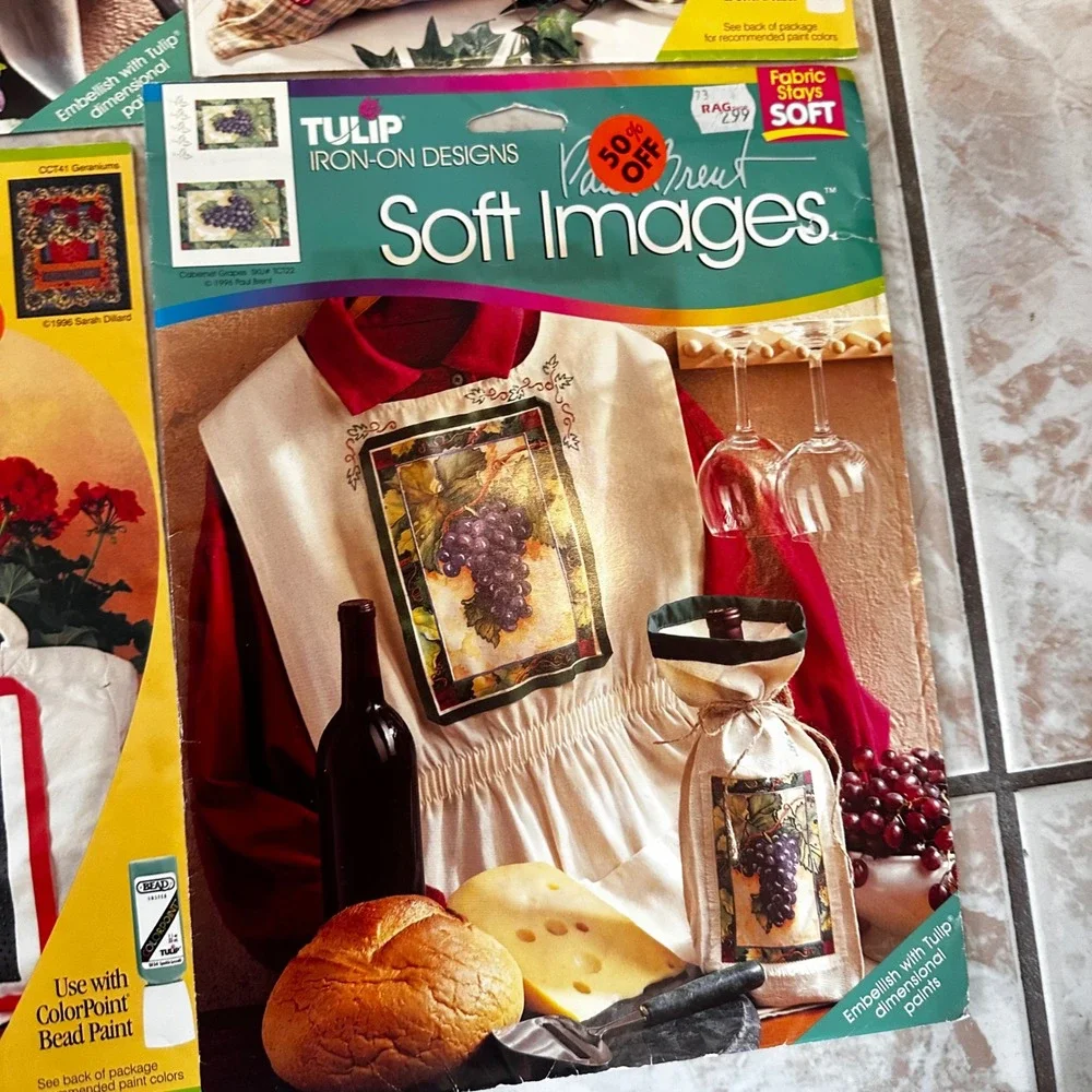 Vintage 1996 Tulip Iron-On Designs Paul Brent Soft Images Color Design Lot of 6